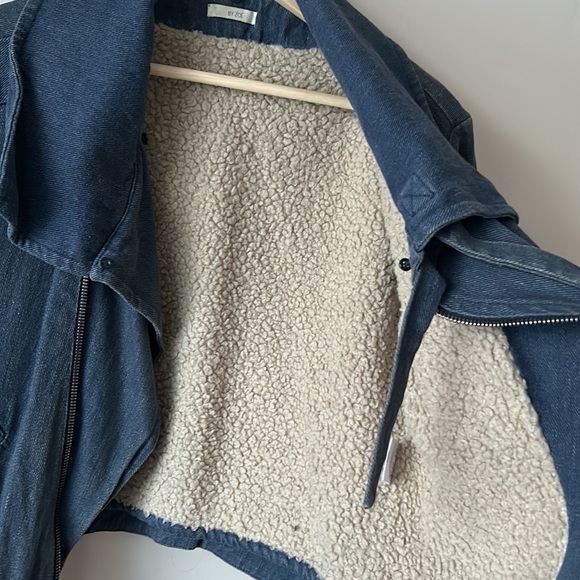 Denim shearling Moto Jacket by Zoé - Picture 8 of 11